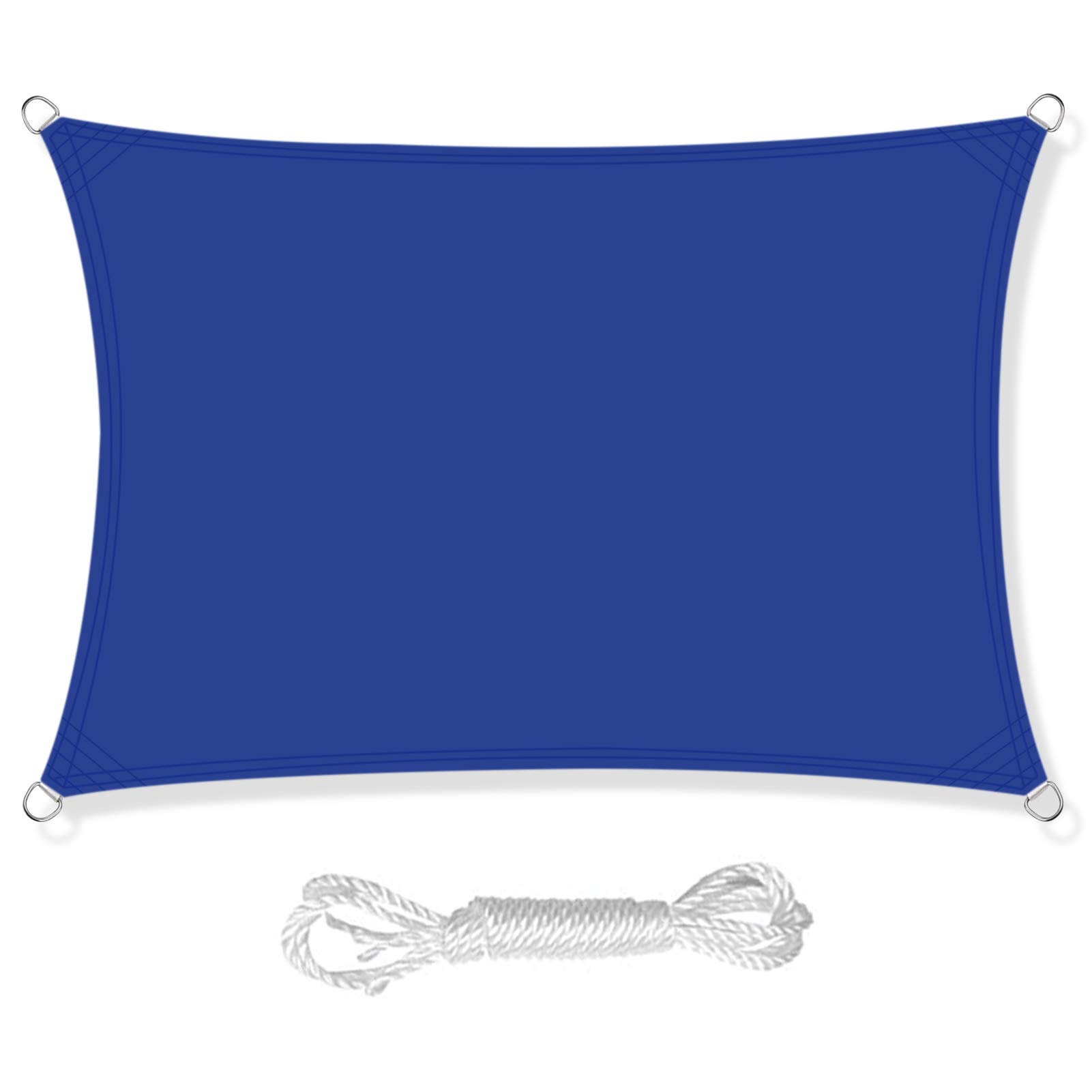 HEYOMART Sun Shade Sail 3m x 5m Rectangle Shade Sails Waterproof Outdoor Garden Patio Party Sunscreen Awning Canopy 98% UV Block With Free Rope, Blue