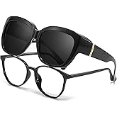 LVIOE Polarized Fit Over Glasses Sunglasses Women, Oversized Square Sun Glasses UV400 Protection Shades LS4205