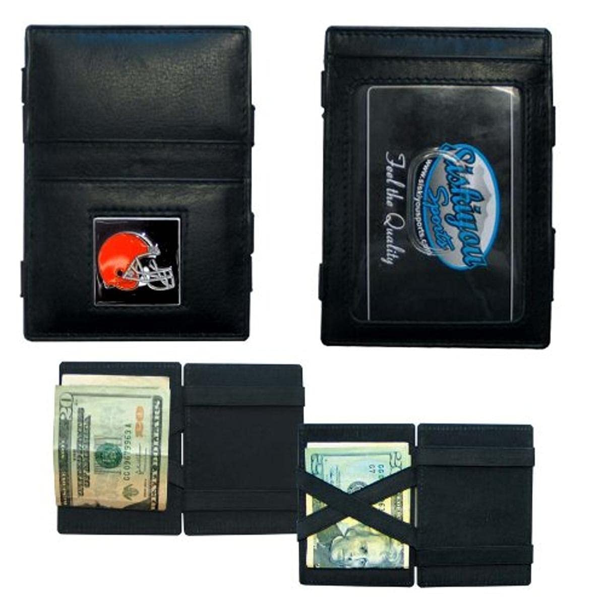 Siskiyou NFL Sports Fan Shop Cleveland Browns Leather Jacob's Ladder Wallet One Size Black