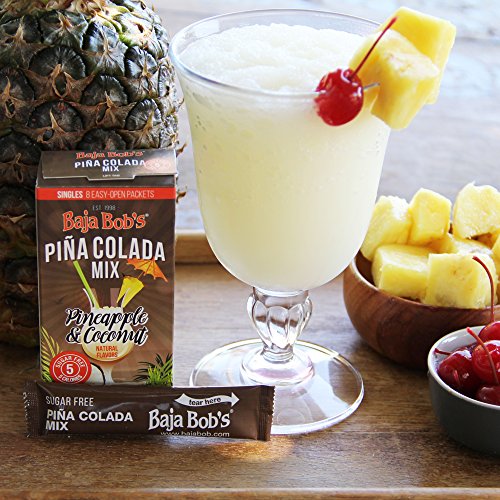 Baja Bob's Pina Colada Mix Singles (8 Single-Serve Packets Per Box) | Zero Sugar, Low Calorie, Low Carb, Keto Friendly, Skinny Cocktail Mixer | Great For Travel, Dining Out, and Cruises - Thumbnail 7