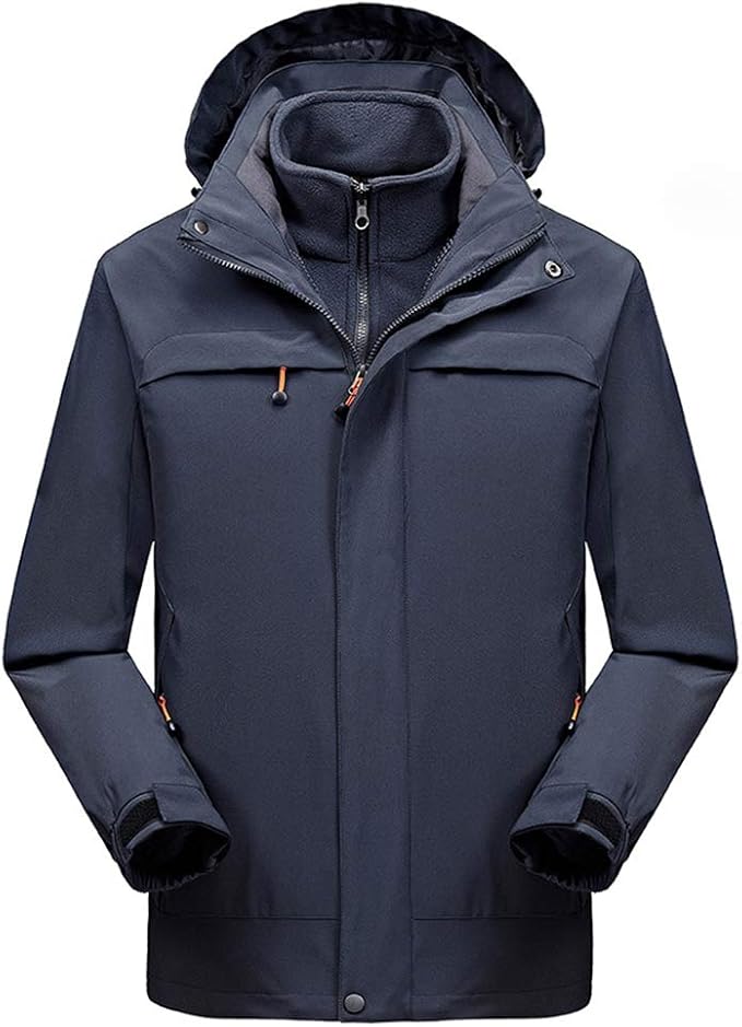 Mens 3 in 1 Waterproof jackets Outdoor softshell Breathable warm Hood