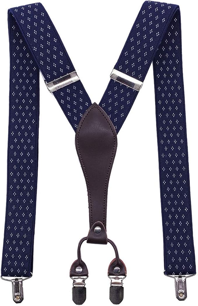 MENDENG Men's Floral Flower Suspenders Leather Adjustable Braces YBack