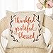 Fahrendom Rustic Fall Sign Thankful Grateful Blessed Laurel Wreath Thanksgiving Gift Autumn Seasonal Quote Cotton Linen Home Decorative Throw Pillow Case Cushion Cover with Words for Sofa Couch 18 x 1