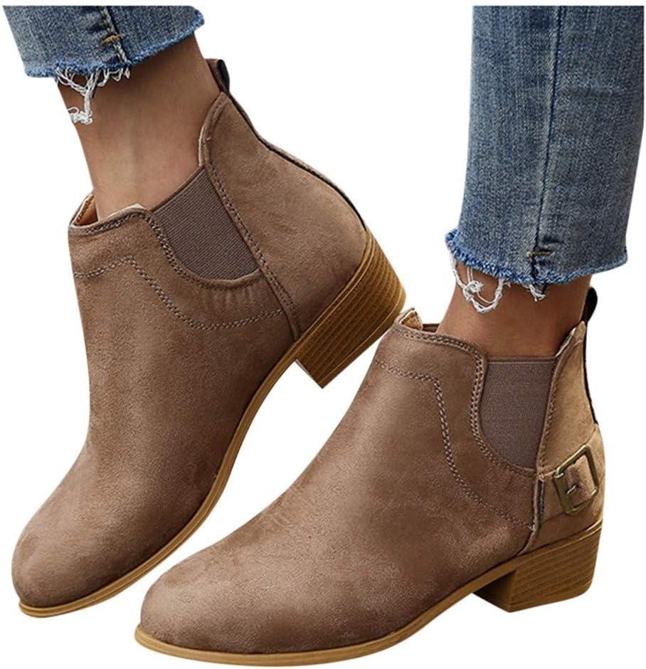 Ankle Boots for Women Lace Up,Slip-On Loafers Pointed Toe Chunky Block Low Heel Office Dress Casual Shoes Cutout Booties
