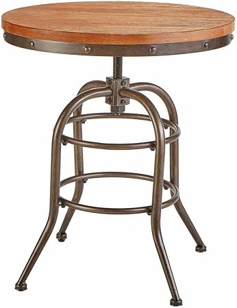 Farmhouse End Table Wood Metal Adjustable Height Circular Rustic Chic Accent Table Living Room Foyer Entryway Bedroom Home Furniture Antiqued Black Finish Round Top Table Decor Ebook By Bada Shop Kitchen Dining Amazon Com