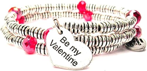 Amazon Com Be My Valentine Corazon En Rojo Carmesi Bobina Wrap Pulsera Chubby Chico Charms Jewelry