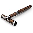 Jaipur V2 Piston Filled Refillable Fountain Pen - Brown Ultra Flex Cursive Pen w/Stainless Steel Nib - Luxury Pens w/Acrylic Body & Ebonite Feed - Fountain Pens for Journaling & Calligraphy