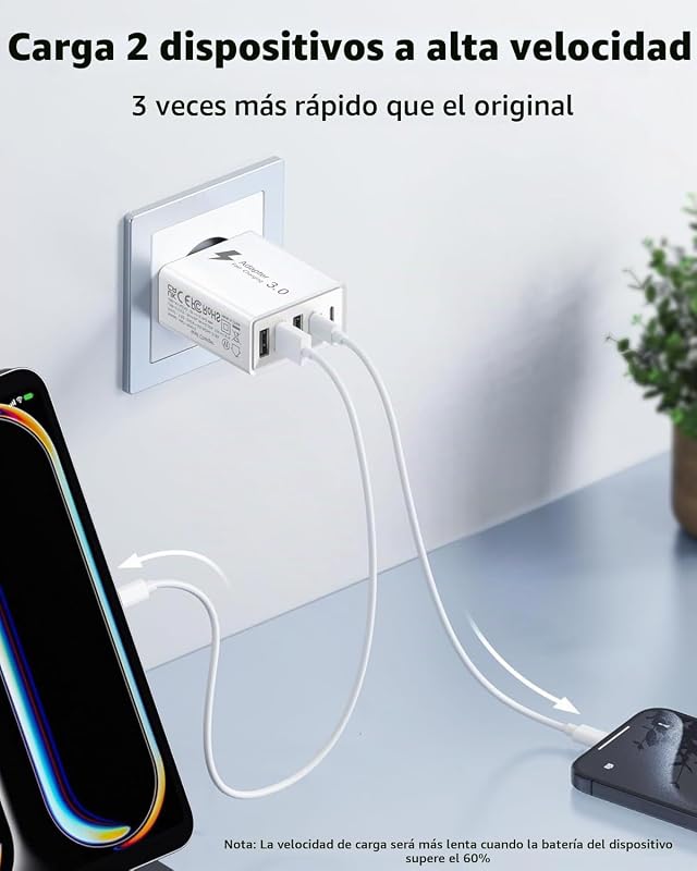 Carregador USB C 50W, 5 portas, carregador USBC, carregador USB múltiplo — foto 7 de 7