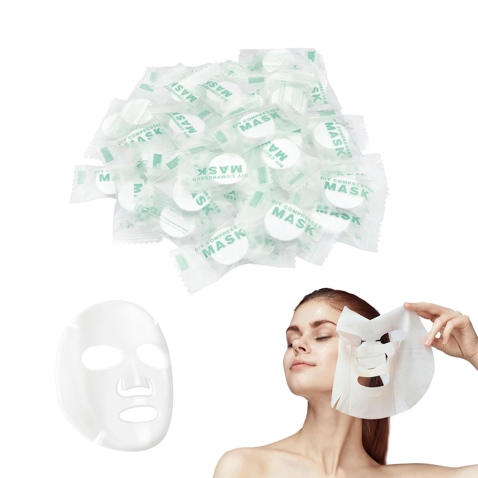 KHDULQ 100 Pcs Compressed Sheet Mask Portable Travel Face Masks Beauty, Individually Wrapped Sheet Face Facial Mask Paper Sheet,for Going Vacation, Outdoor Travel Beauty Facial Care