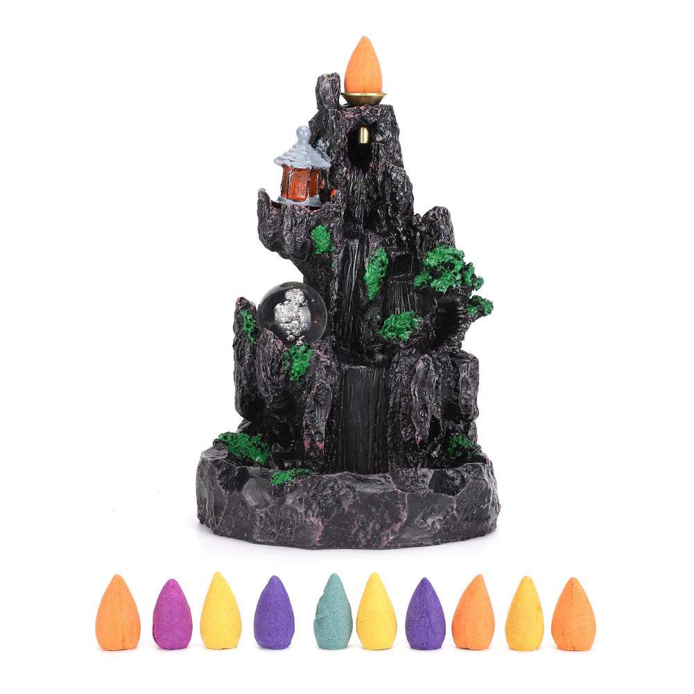 Fdit Incense Burner Backflow Incense Holder Mountain Water Incense Cones Burner with 10 Free Incense Cones Home Decoration Gifts