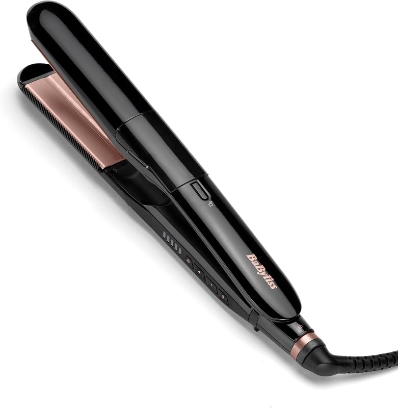 Ferro para alisar cabelo liso a vapor, preto
