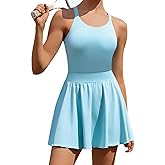 Tennis Dresses for Women with Built in Shorts and Bra Golf Backless Sleeveless Workout Athletic Dresses with Pockets
