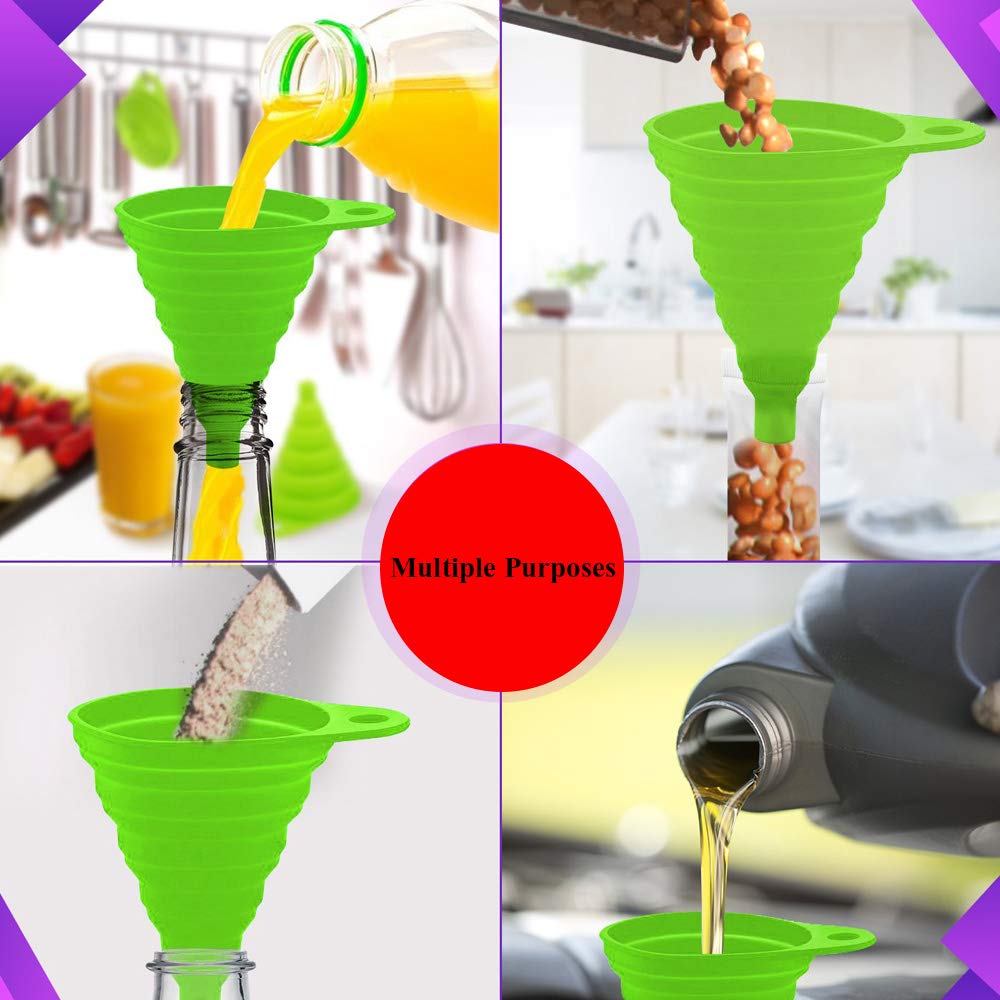 Kitchen Funnel Collapsible for Liquid/Powder Transfer,Silicone Dish Sponge 100% Food Grade Silicone, BPA Free Silicone Kitchen Set