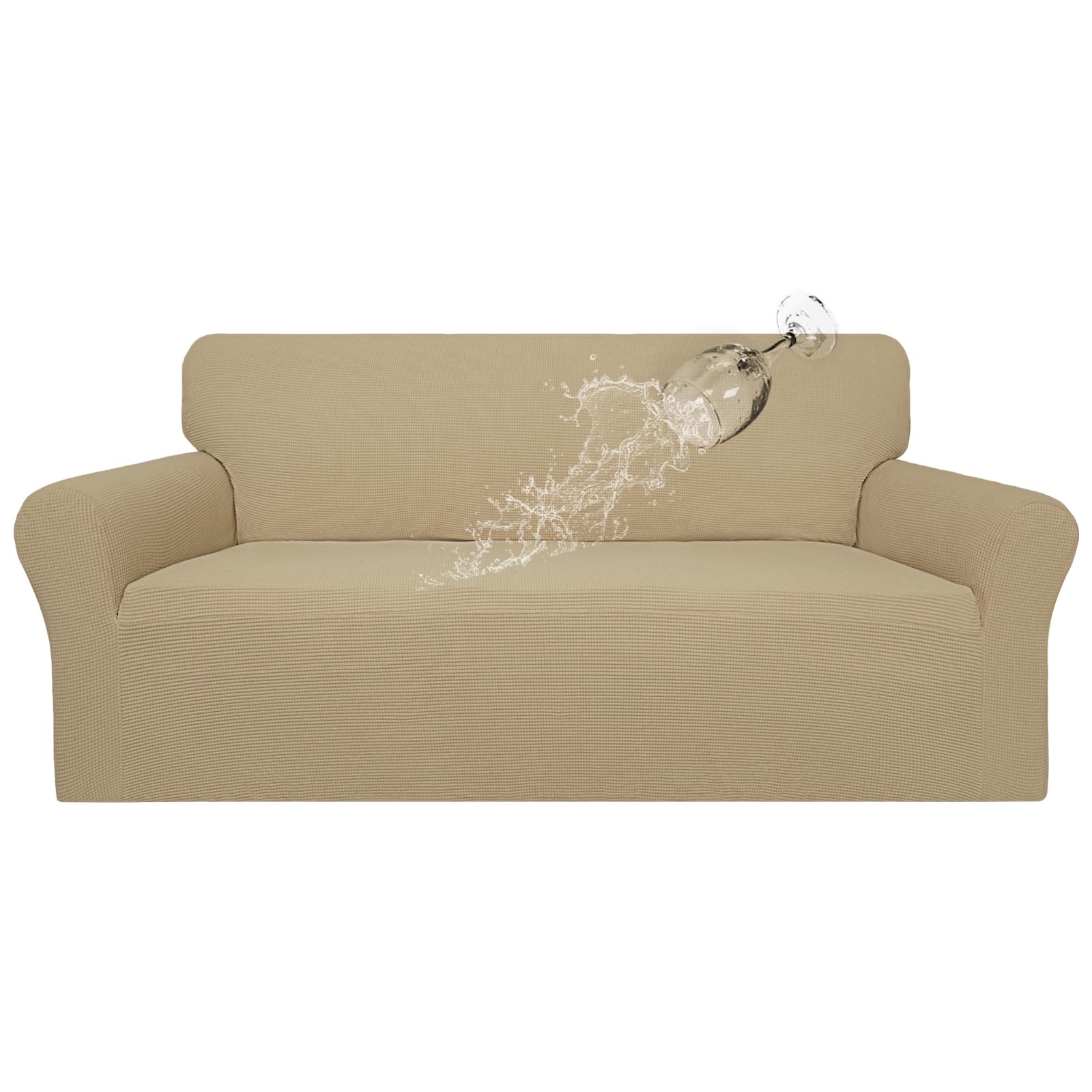 Photo 1 of Easy-Going 100% Waterproof Couch Cover, Dual Waterproof Sofa Cover, Stretch Jacquard Sofa Slipcover, Leakproof Furniture Protector for Kids, Pets, Dog and Cat (Sofa, Sand)