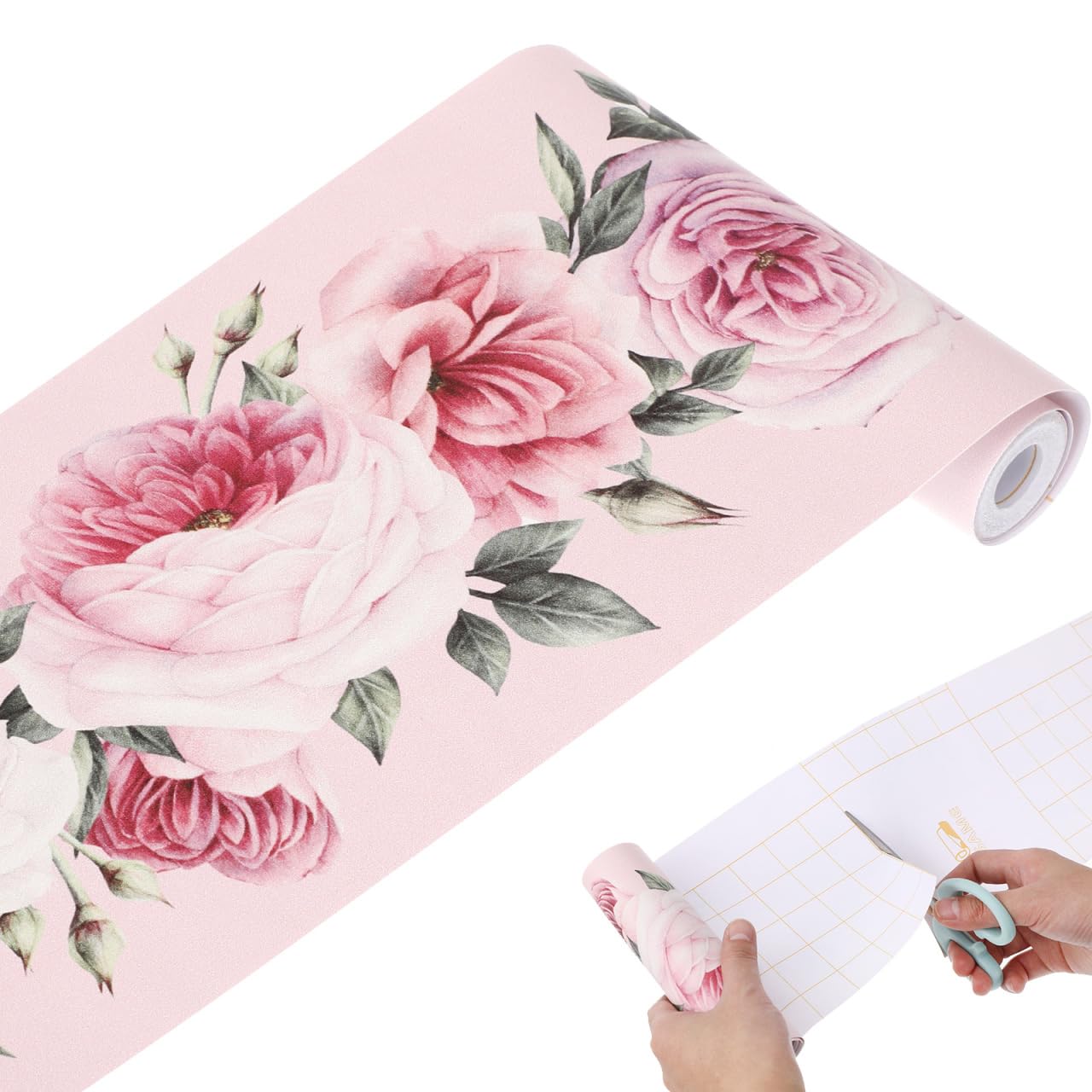 HEALLILY Wallpaper Border Peel Stick Floral Pattern Home Ceiling Decorative Border Wall Tile Borders for Bedroom Bathroom Kitchen Counter Top 15x300cm