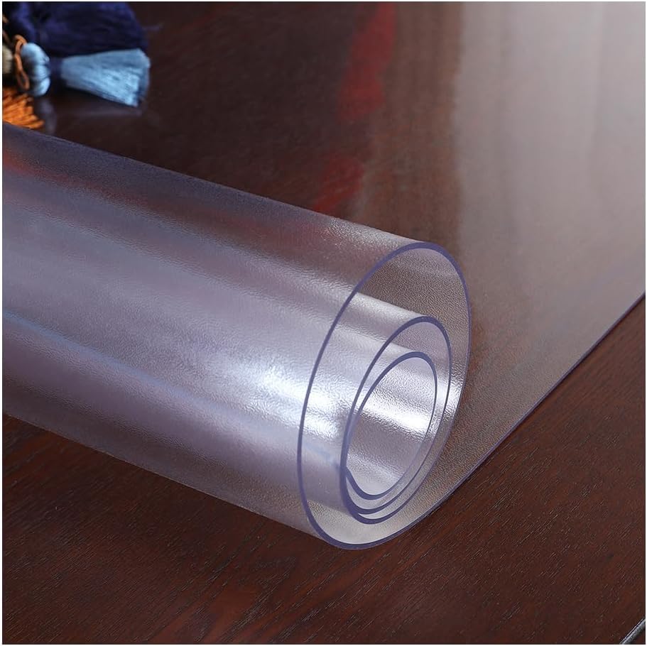 LAVOUP Table Protecter 1.5mm Frosted PVC Wipeable Table Cover Cloth Waterproof for Home Kitchen 23.6 X 23.6 Inch (Transparent-Frosted, 60 x 60 cm)
