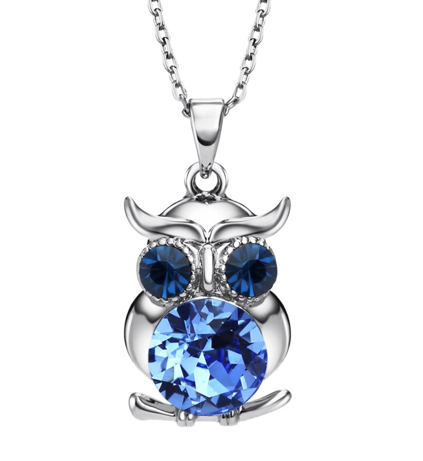 NEOGLORY Collar de Búho con Cristales SWAROVSKI AZUL CHAMPAGNE Joya Original Regalo