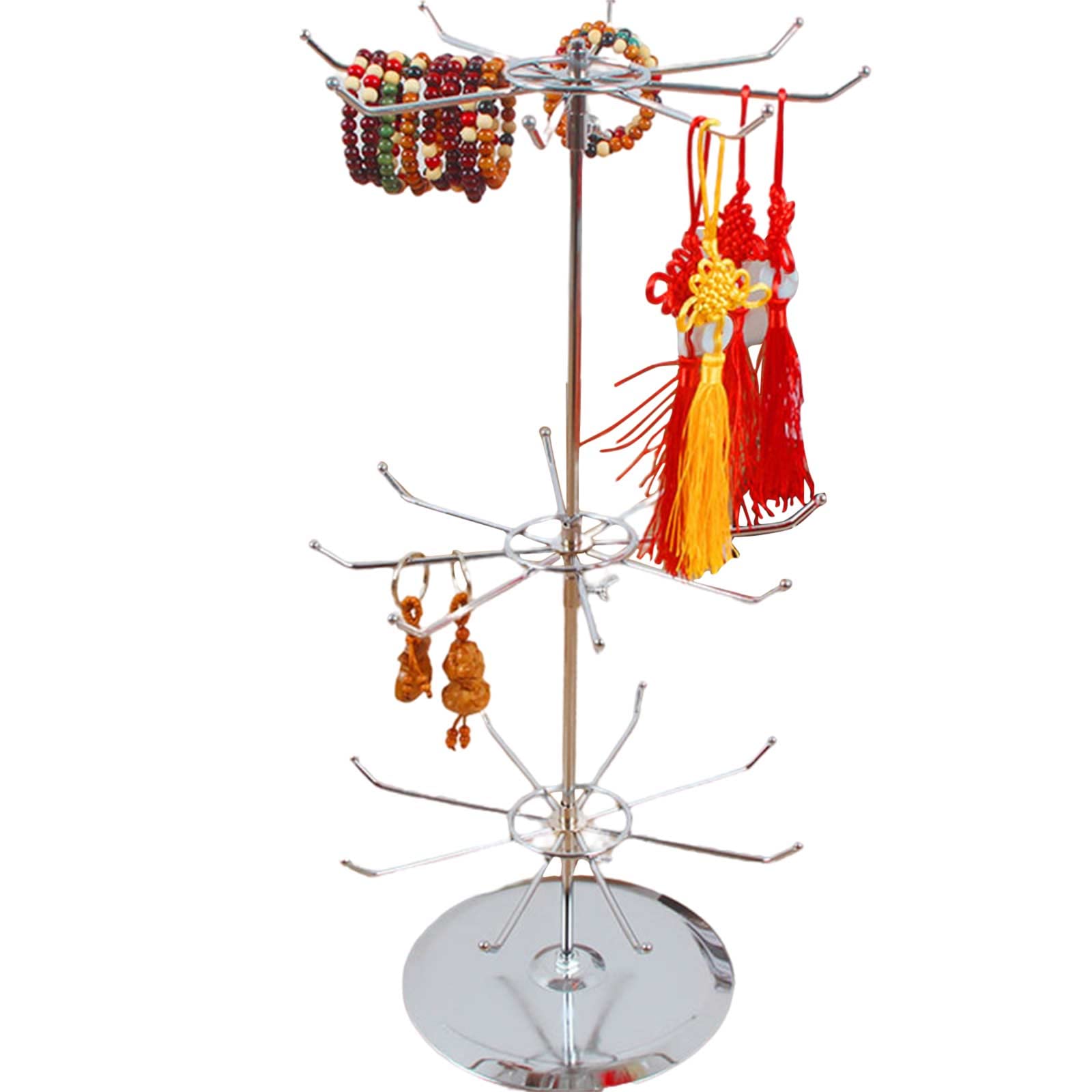 RSTYS Rotating Jewelry Display Stand,3 Tiers Countertop Spinner Rack with Adjustable Handle,Rotating Jewelry Stand Organizer for Earrings and Rings