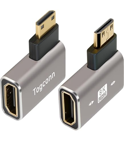 PNGKNYOCN Adattatore Mini HDMI 8K a 90 gradi, confezione da 2 pezzi