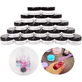 Wopanxye 20 Pack 5g Makeup Sample Jars, 5ml Empty Small Cosmetic Container | BPA Free, Plastic Round Pot Black Screw Cap Lid, Tiny 5 Gram Bottle for Makeup Eye-shadow Cream Bath Lotion Lip Gloss Balm