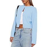 Balimtoy Women's Cropped Cardigan Sweaters Long Sleeve Button Down Sweaters Knit Cardigan Cute Y2k Open Front Crop Top