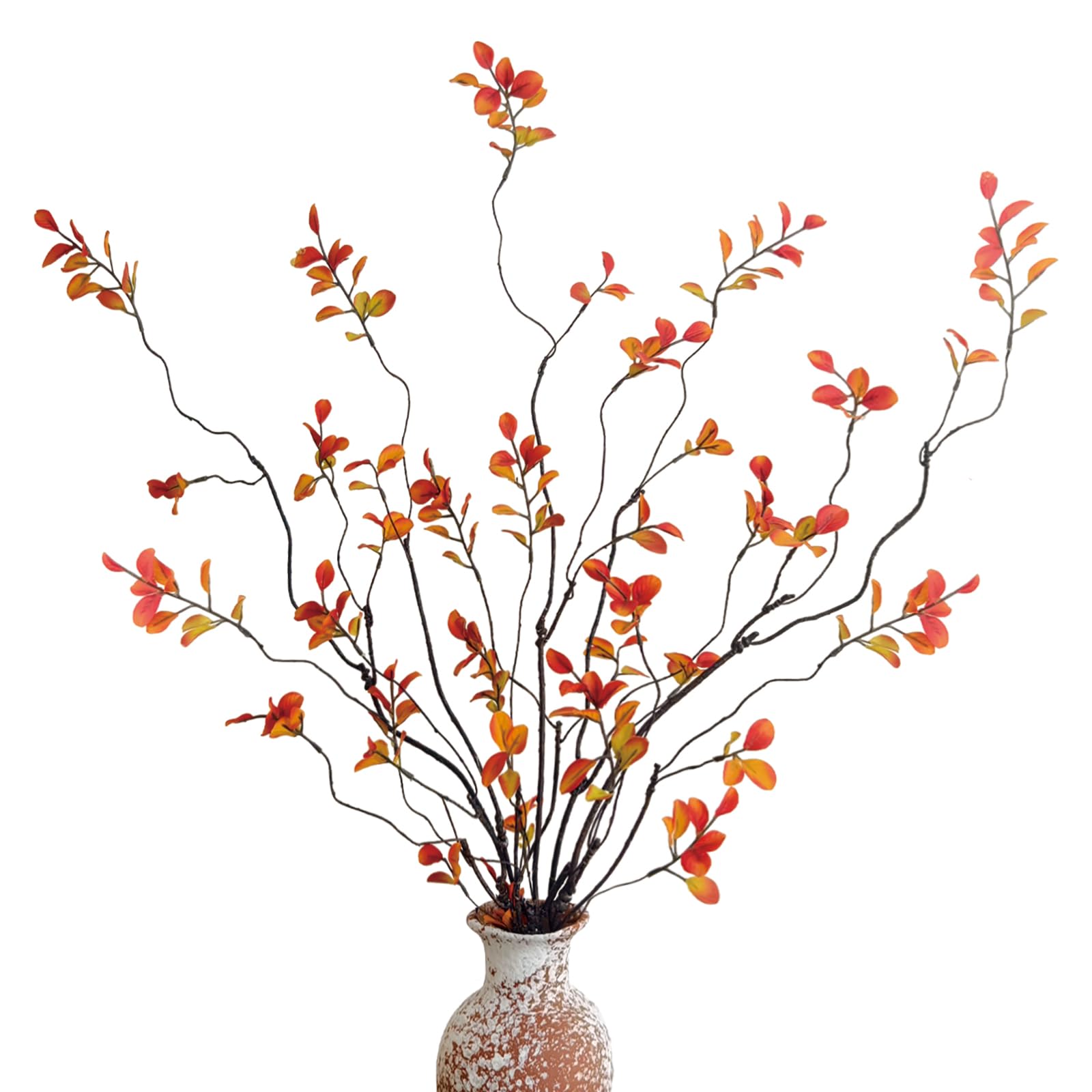 Photo 1 of 4 Pcs Fall Stems Artificial Ficus Branches, 47.2 Inch Faux Eucalyptus Stems Fall Decor, Fake Leaves Fall Decorations for Home, Autumn Table Decor Fall Branches for Vase Filler Centerpieces