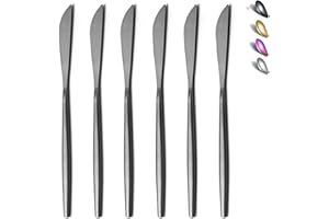 Dinner Knives 6 Piece, Stainless Steel Matt Black Dinner Knife, Sturdy butter knife, Modern Design butter knives, Dishwasher 