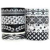 Crafty Rabbit Classic Washi Tape - Set of 8 Rolls - 262 Feet Total - Black and White