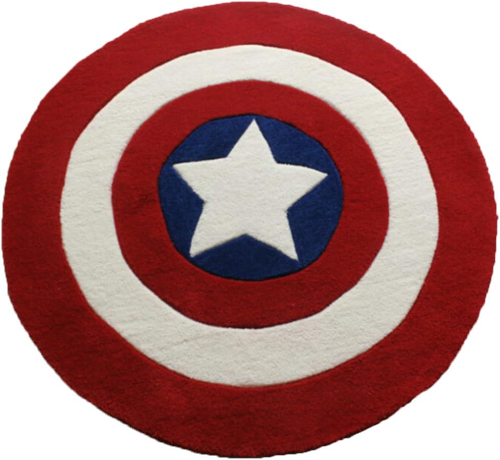 KANGLIDA Round Rugs Captain America Shield Carpet Office Circular Mats Circular Living Room Bedroom Carpet (80*80cm)
