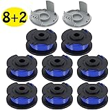 LIYYOOAC14RL3A 0.065" Autofeed String Trimmer Replacement Spool Line Compatible with Ryobi One+ AC14RL3A 18V, 24V,40V Cordless Trimmers,10 Pack (8 Replacement Spool, 2 Trimmer Cap)