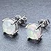 Adeser Jewelry Girls 925 Sterling Silver Earrings White Opal Studs for Womens Gift Lab Stone Silver Stud Earrings for Girls Ball Earrings (Round Opal)