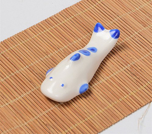 Colias Wing Dinnerware Accessory Multi Colored Cute Shark Shape Design Porcelain Chopsticks Rest Set Dinner Spoons Stand Knife Fork Holder(Set of 5)