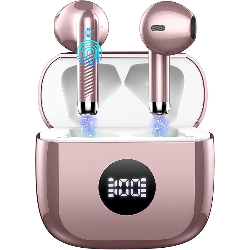 Cuffie Bluetooth Auricolari Bluetooth 5.4, Cuffie Wireless con 4 ENC Cancellazione Rumore Mic