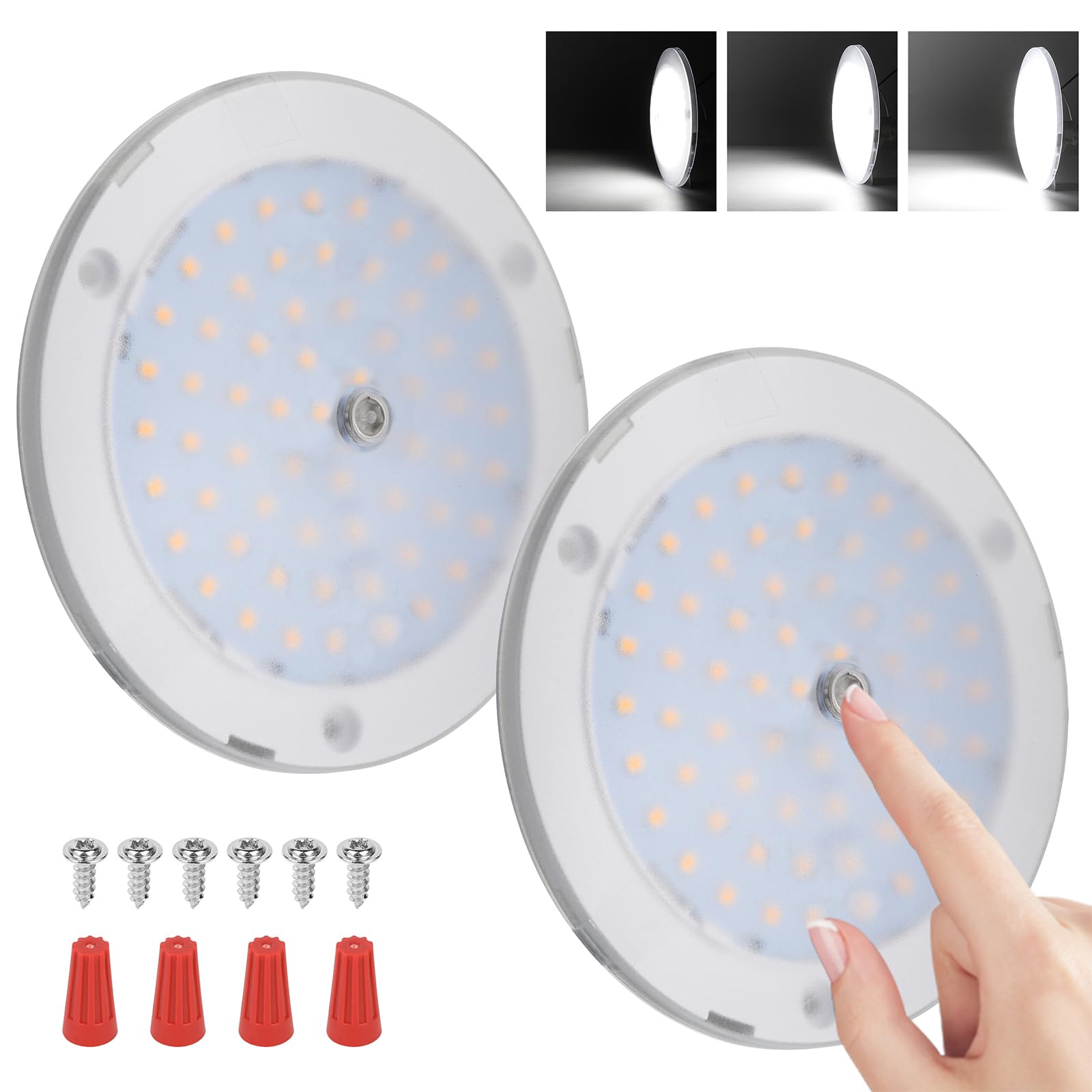 Photo 1 of RVZONE RV Lights Interior, 5 Inch RV LED Ceiling Puck Light Dimmable 12 Volt LED Lights, 12V RV Puck Lights 4.5W Transparent Frosted RV Ceiling Dome Light for Camper Van Trailer Boat