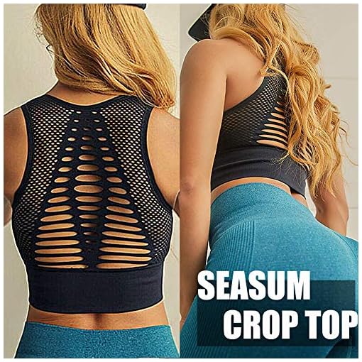 SEASUM Women's Longline Sport Bra Seamless Yoga Crop Top Medium-Low Support Workout Bra - Image 5