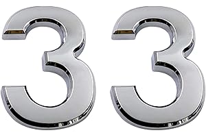 COBATA 2.75 Inch Adhesive House Numbers, Mailbox numbers, Street Door Numbers, Self-stick Address Signs for Apartments, Double Silver Number 3