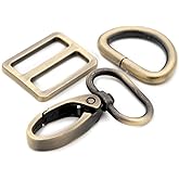 Oval Ring Swivel Lobster Claw Clasps, 5 Set Keychain Clasp Oval Ring Swivel Snap Hooks for Strap Bag Purse Landyard Craft (1 1/4",Brushed Brass)
