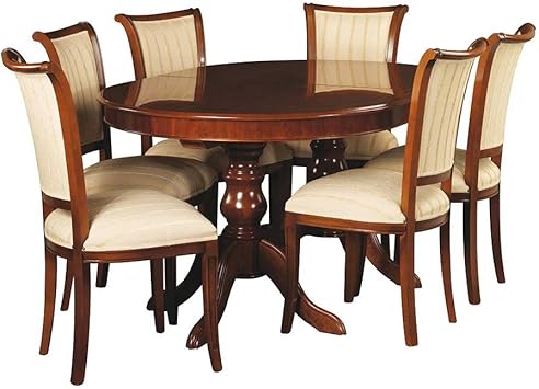 Essgruppe in Walnussfarben mit ovalem Tisch (7-teilig) Pharao24: Amazon