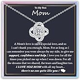 Christmas Women Necklace Gifts for Mother Daughter Wife, Silver Love Knot Pendant Mom Wife Daughter Necklace Gifts for Women Jewelry Birthday Gift Ideal Presents on Christmas Mother's Day Graduation
