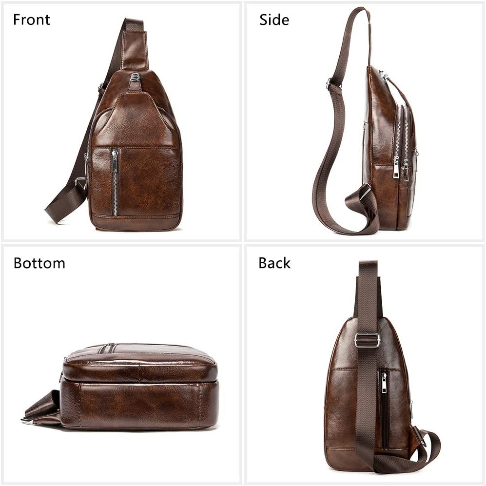 SDINAZ marsupio uomo tracolla Borsa Monospalla Pacco Petto Vera Pelle Uomo  Alpinismo Bicicletta Singola Spalla Tracolla Weekend IT931 caffè Zaino  monospalla urban-earth.co.uk