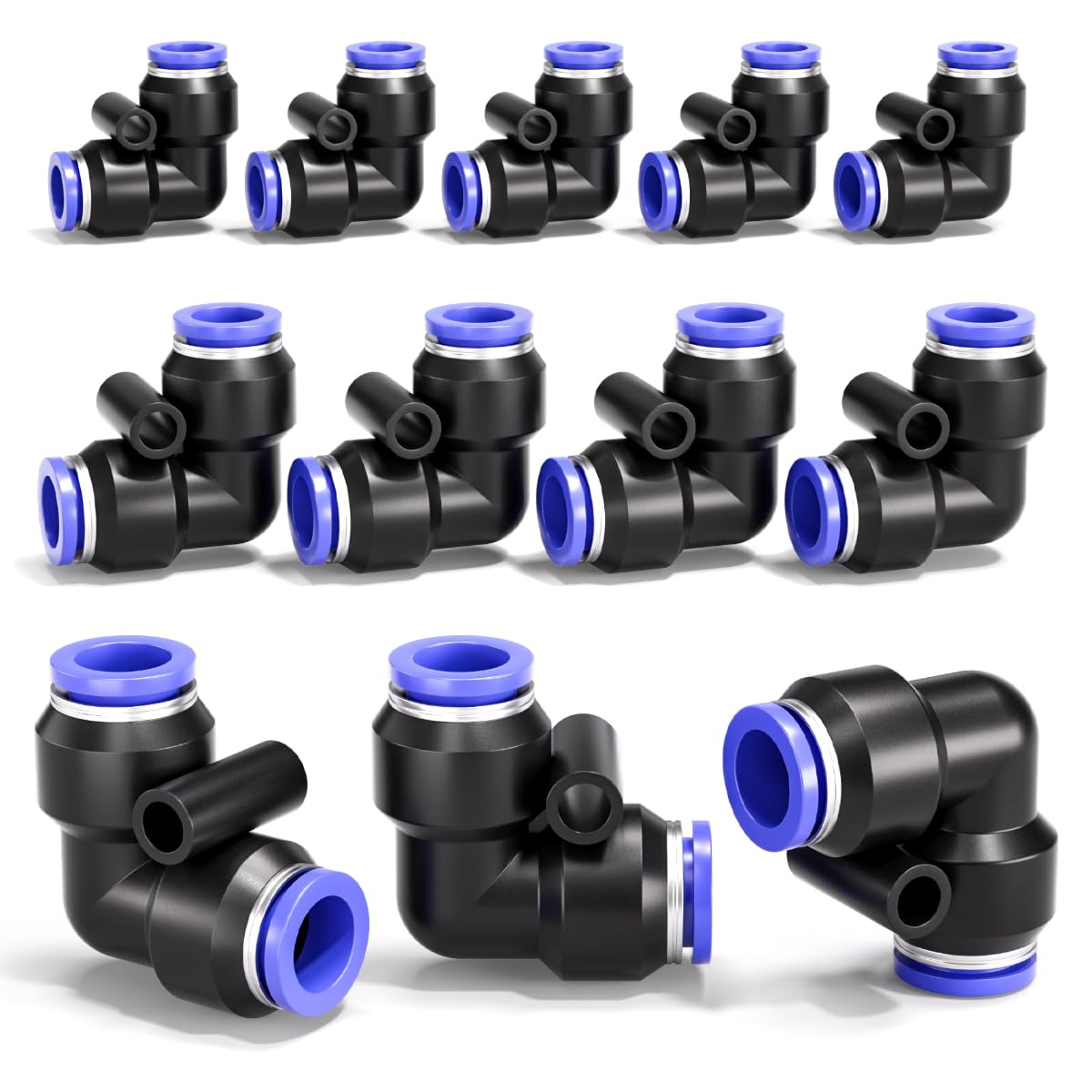 Bwintech 12 Pcs 6mm 90 Degree Elbow Push in Connect Pneumatic Fitting,2 Way Plastic Quick Release PV Air Line Adapter