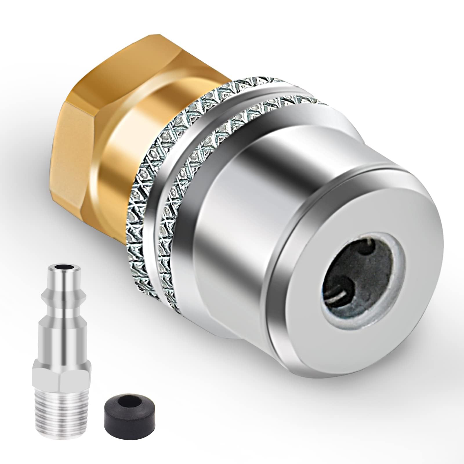 Unifizz Lock On Air Chuck Brass Open Flow Straight Locking Air Chuck Quick Connect 1/4'' FNPT Tire Chuck for Pressure Gauge Tire Inflator Compressor Accessories