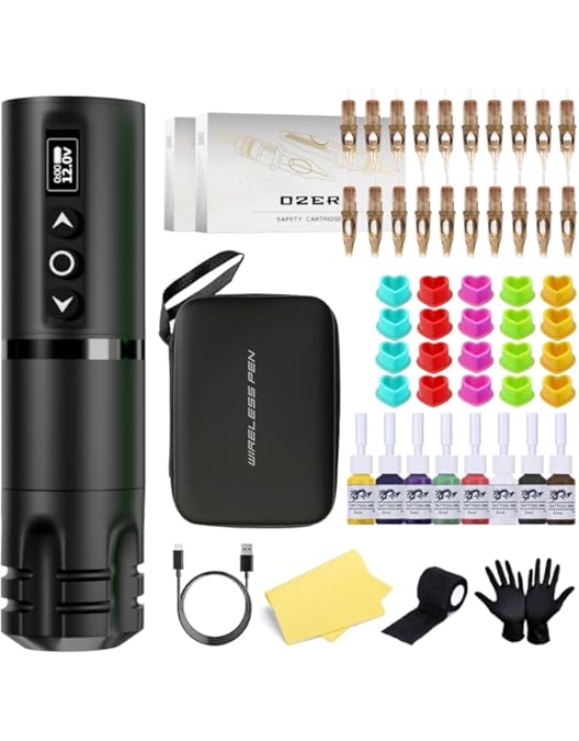Amazon.com: OZER Tattoo Pen Kit with Wireless Tattoo Machine 20