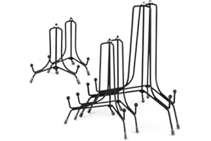 Mocoosy 6 Pack 3 Size Improved Anti-Slip Plate Stands for Display, 4 6 8 Inch Plate Holder Display Stands, Black Iron Wire Easel Frame Stand for Pictures, Photos, Decorative Platter, and Table Art