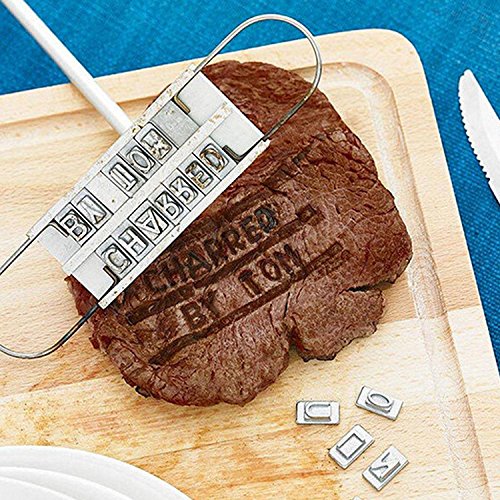 Kangkang@ Barbecue Security Tools Stamp Hot Stamping Personality Changeable 55 Letters Steak Mold Barbecue Meat BBQ Tool Outdoor (Best Gifts For Steak Lovers)