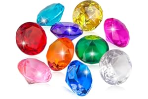 Prehalpty 25pcs Diving Gems Pool Toys,1.5in Big Colorful Diamond, Pool Games for Kids, Large Acrylic Gems Dive Toys Pirate Treasure, Pool Jewels Diving Toys