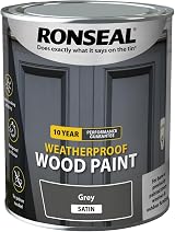 Ronseal 10 Year Weatherproof 2 in 1 Wood Paint Grey Satin 750ml view 4