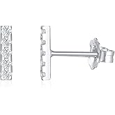 Solid 18K Gold Over 925 Sterling Silver Stud Earrings, Mini Bar Line Stick Stud Earrings/Silver Earrings, Gold Earrings for Women