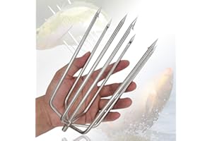 Dutiplus Large Fishing Harpoon 1~11 Prong Barded Stainless Steel Hunting Fish Gig Gaff Fork Hook with 8mm Screw for Catching Big Fish Mole Big Bullfrog
