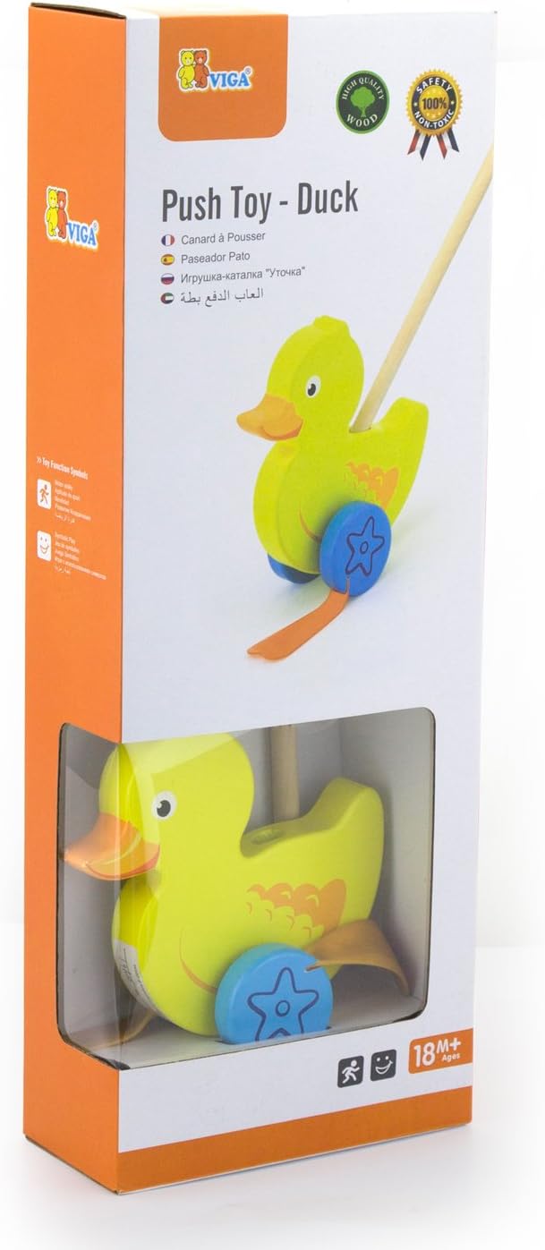 Viga Toys - 50961 - Push Toy - Duck, Multicolor - Image 4